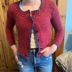 Relais Mohair Red Button Up Sweater